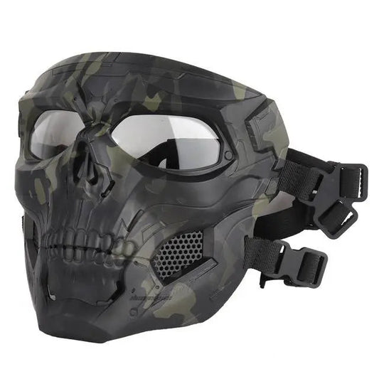 TG Ghost Skull full face mask, black camouflage, clear lenses