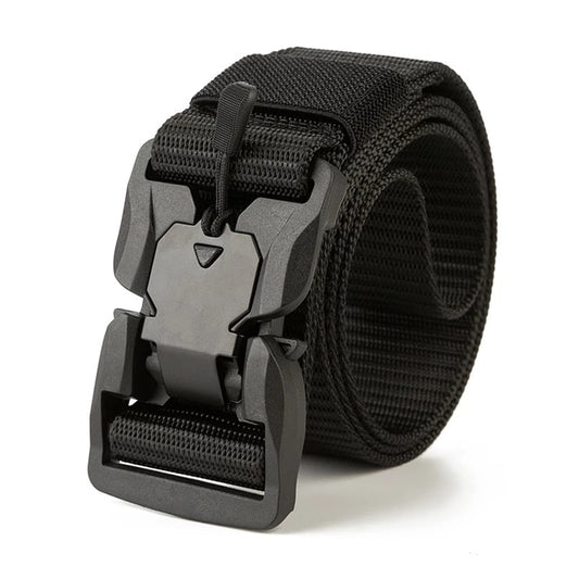 TG black nylon tactical belt with magnetic quick-release buckle
