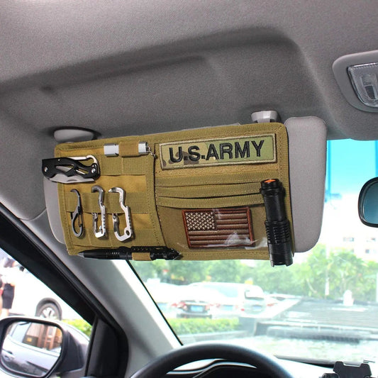 TG MOLLE sun visor panel organizer in a car