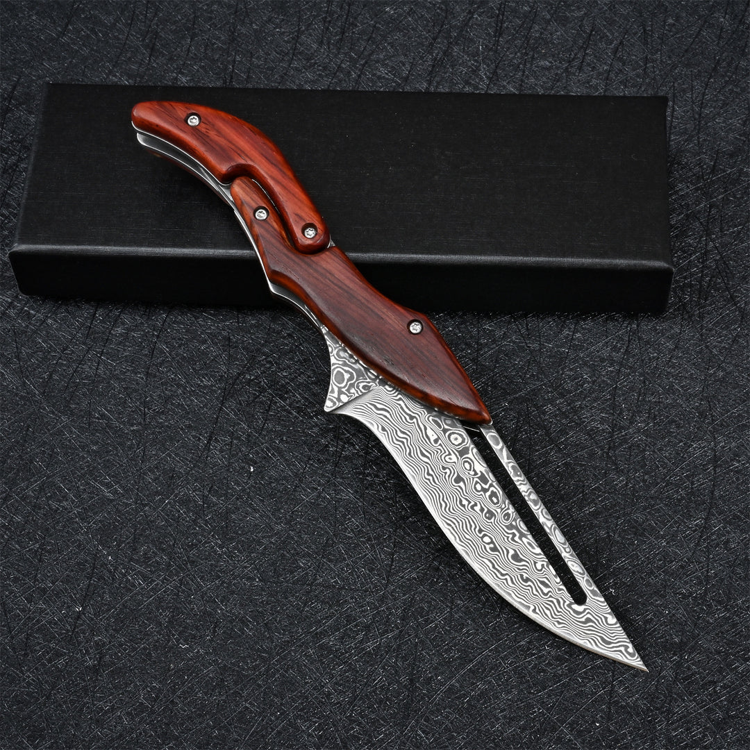 TG TitanTrail Damascus Lock Knife, Folding Pocket Knife for EDC