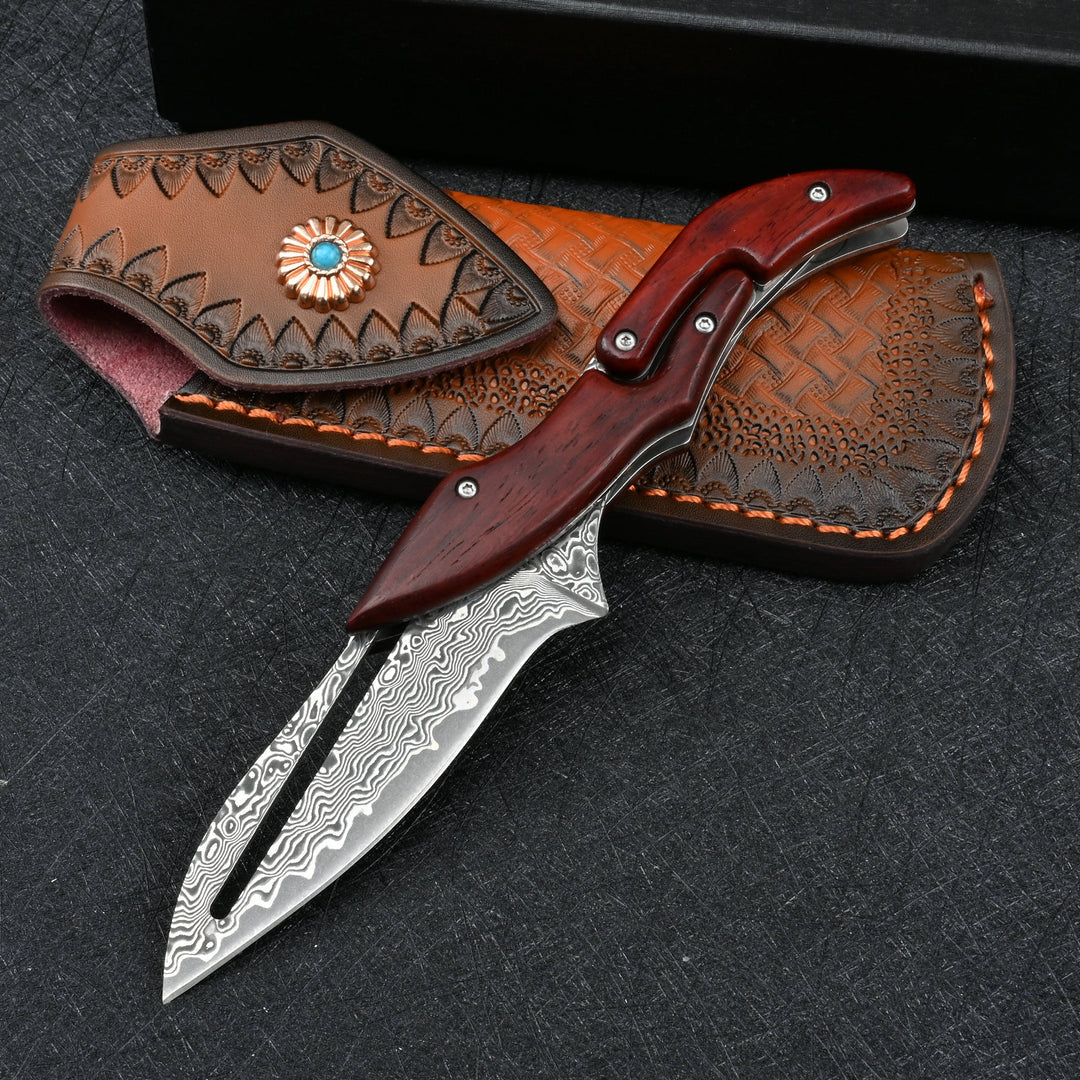 TG TitanTrail Damascus lock knife, folding pocket knife