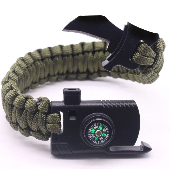 TG paracord knife bracelet in army green with detachable knife
