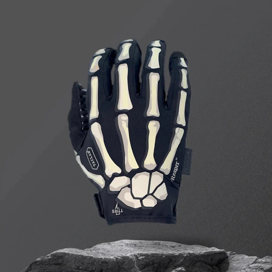 TG Skull Reaper black gloves with skeleton hand print