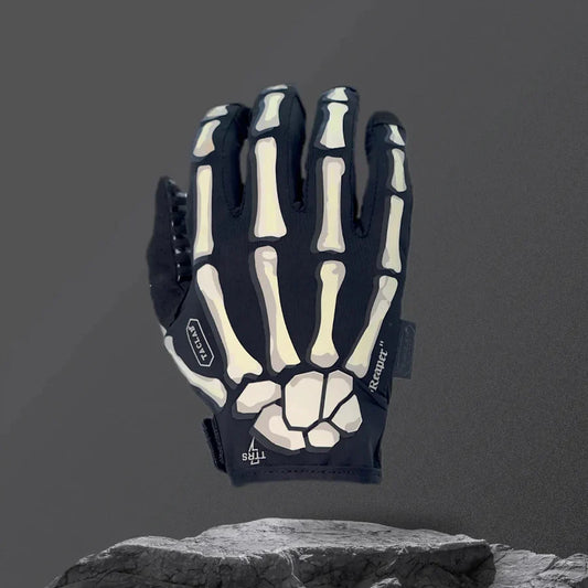 TG Skull Reaper black gloves with skeleton hand print