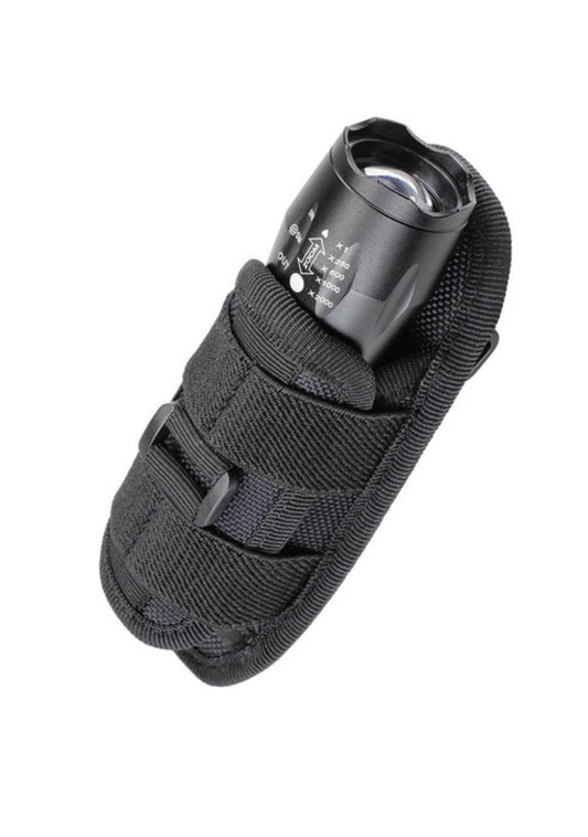 TG black tactical flashlight holster with rotating belt clip