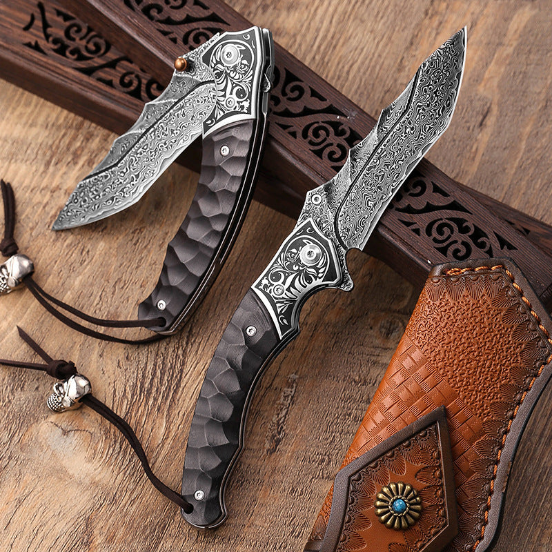 TG Dragon Vein Damascus Steel Knife for Everyday and Outdoor Use