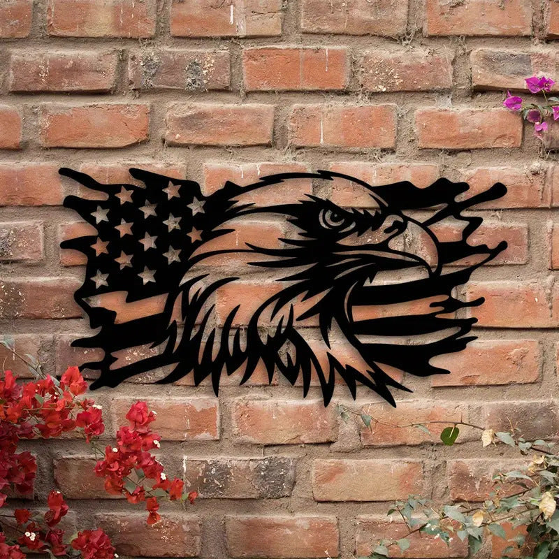 TG black metal eagle wall decoration shown on wall