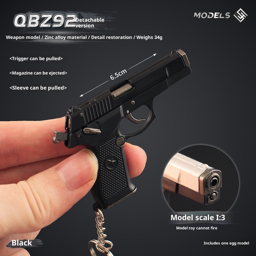 TG detachable mini model keychain in black with alloy key ring