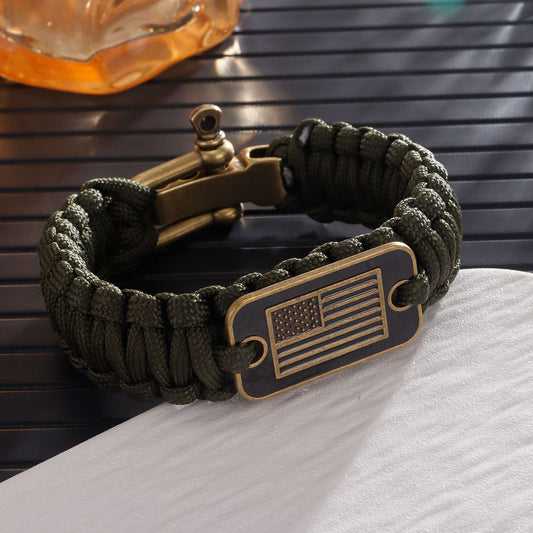 TG Liberty Cord braided bracelet in army green