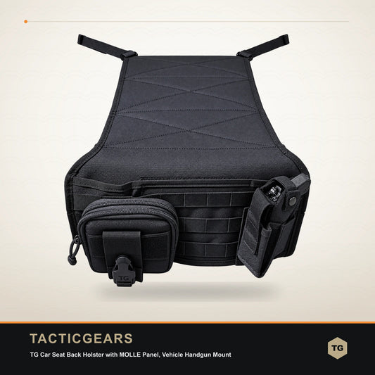 TG Car Seat Back Holster with MOLLE Panel, Vehicle Handgun Mount