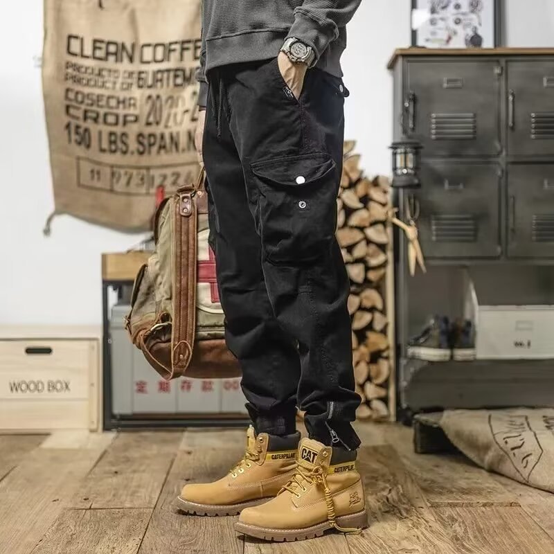 TG men's loose black jogger pants with drawstring waist
