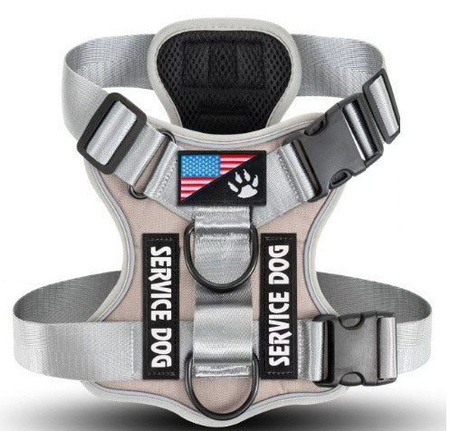 TG gray nylon tactical harness vest for large dogs