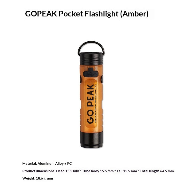 TG rechargeable outdoor flashlight with magnetic hook, amber color