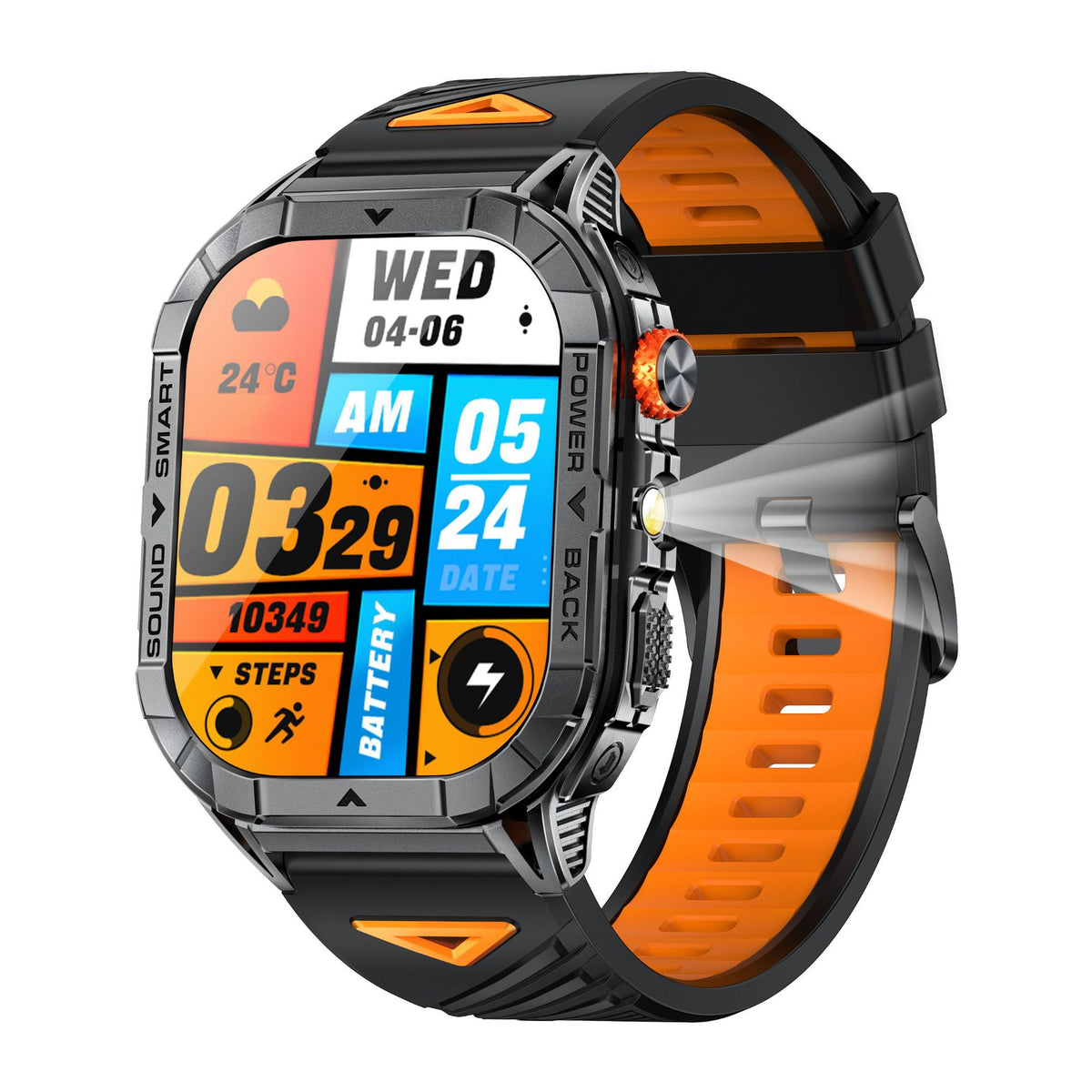 TG Sentinel black tactical smartwatch with AMOLED screen and titanium alloy bezel