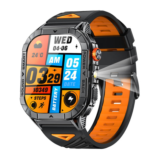 TG Sentinel black tactical smartwatch with AMOLED screen and titanium alloy bezel