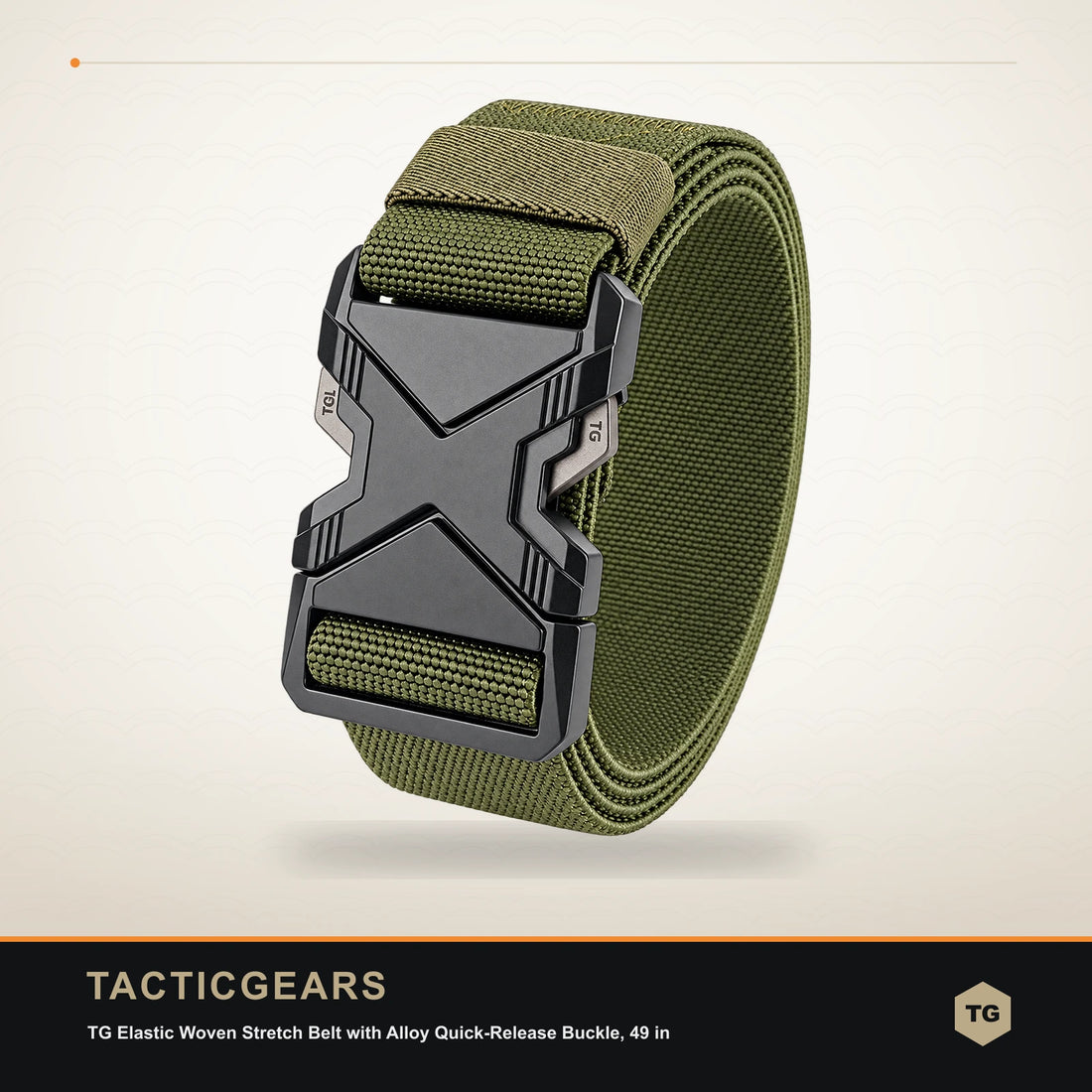 TG Elastic Woven Stretch Belt with Alloy Quick-Release Buckle, 49 in