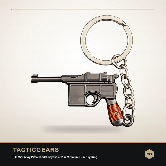 TG Mini Alloy Pistol Model Keychain, 2 in Miniature Gun Key Ring