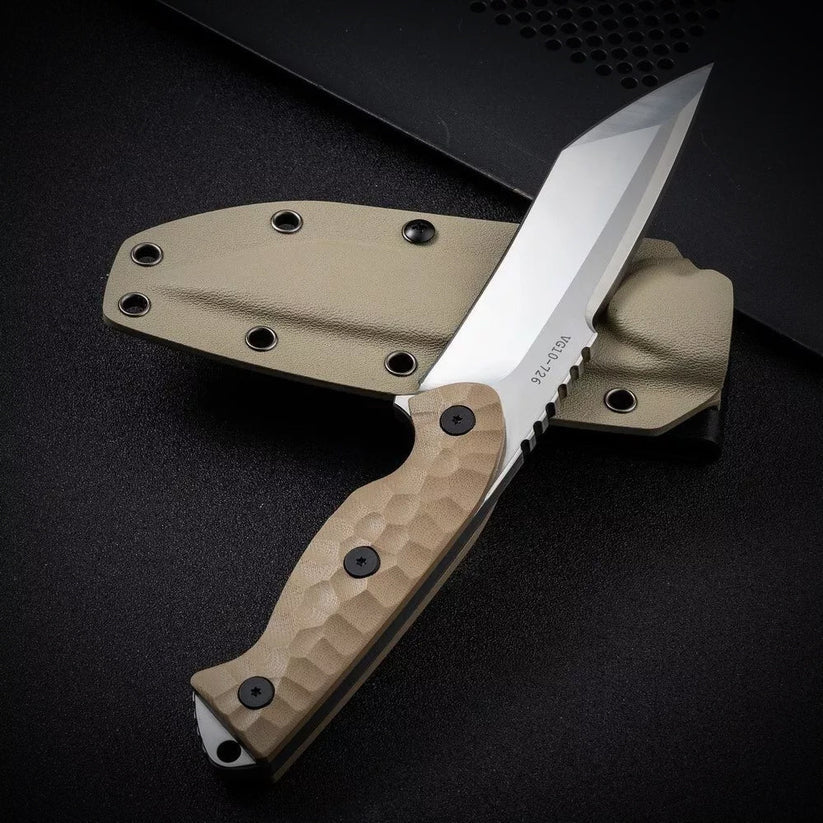 TG TitanForge tactical VG10 camp knife in sand brown