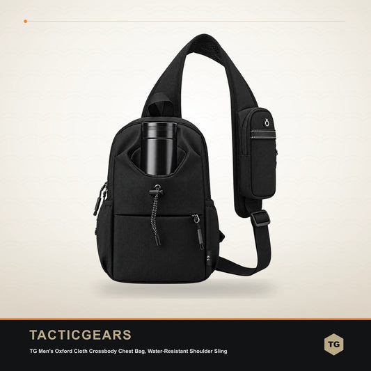 TG Men's Oxford Cloth Crossbody Chest Bag, Water-Resistant Shoulder Sling