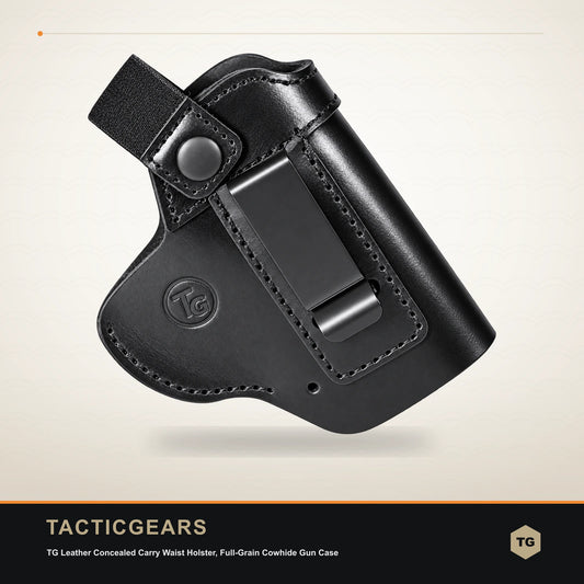 TG Leather Concealed Carry Waist Holster, Full-Grain Cowhide Gun Case