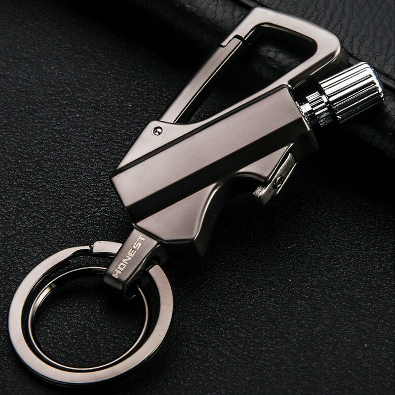 TG Fire Torch keychain flint match lighter with bottle opener, black