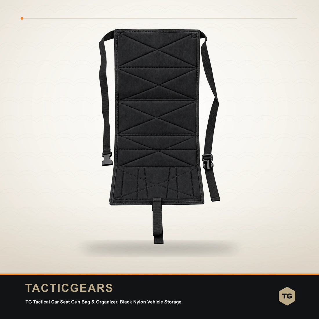 TG Tactical Car Seat Gun Bag & Organizer, Black Nylon Vehicle Storage