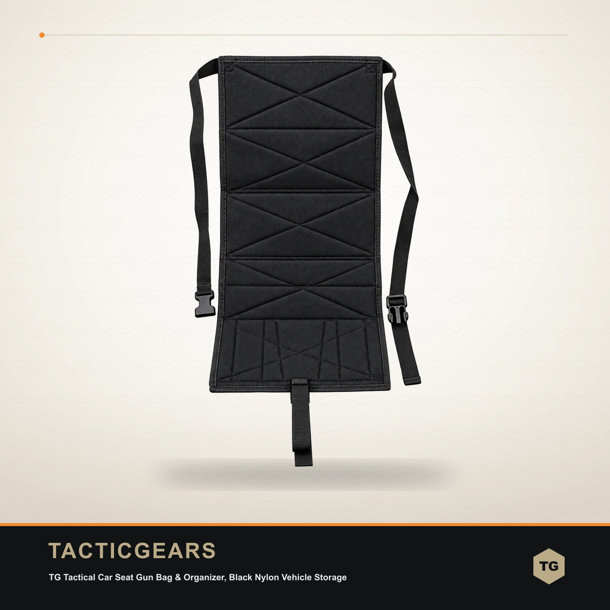 TG Tactical Car Seat Gun Bag & Organizer, Black Nylon Vehicle Storage