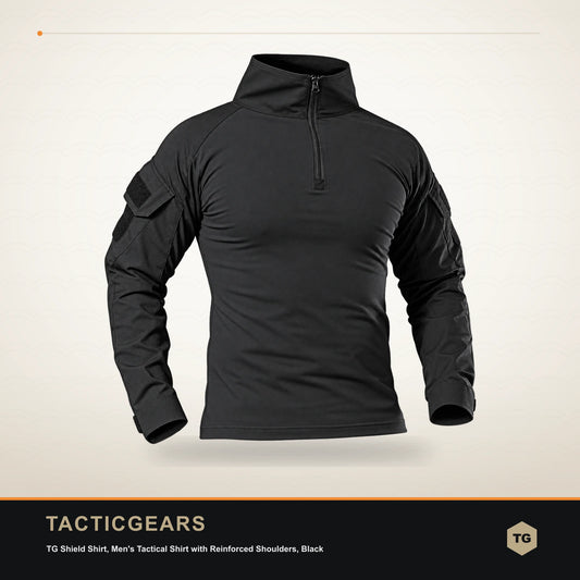 TG Shield Shirt, Men's Tactical Shirt with Reinforced Shoulders, Black